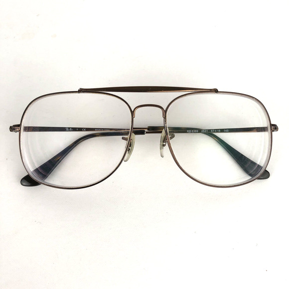 RAY BAN Eyeglasses FRAMES ONLY RB 6389 2531 57-16-145 Brown Metal Aviator - Picture 1 of 11